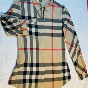 Burberry Condition for this product, 'Tan, Black and Red Plaid Shirt' is Good.